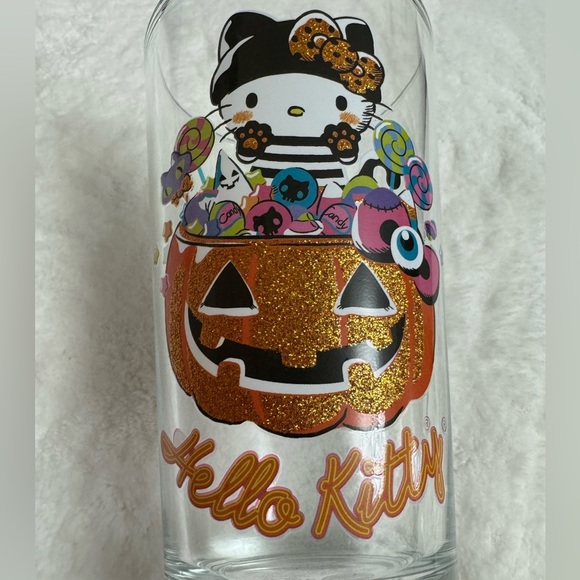 Hello Kitty Halloween Glitter Glassware Cup NEW Tik Tok 16oz Sparkle Glass - Picture 9 of 9